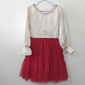 Well Dressed Wolf King is Born Christmas Dress Embroidered Tulle Girls Size 8*